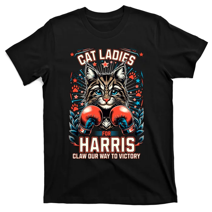 Cat Ladies For Harris For President 2024 T-Shirt