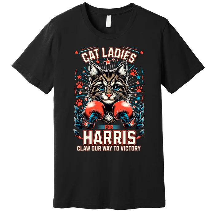 Cat Ladies For Harris For President 2024 Premium T-Shirt