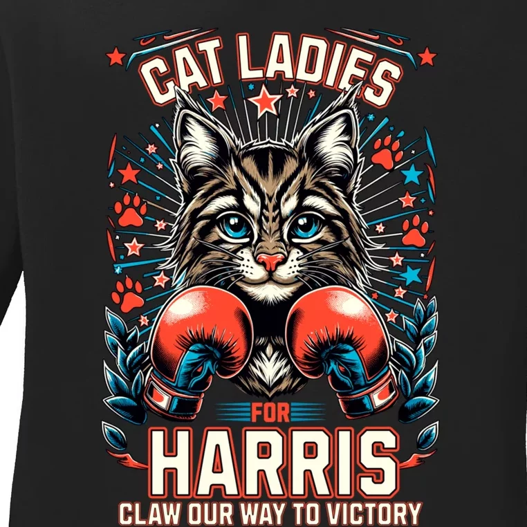 Cat Ladies For Harris For President 2024 Ladies Long Sleeve Shirt