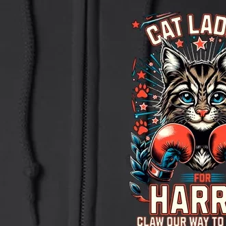 Cat Ladies For Harris For President 2024 Full Zip Hoodie