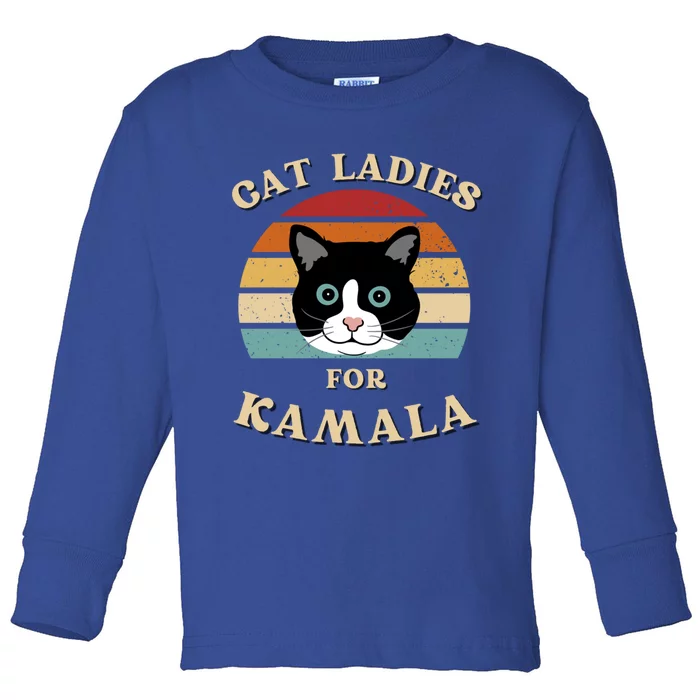 Cat Ladies For Kamala Harris Cool Gift Toddler Long Sleeve Shirt