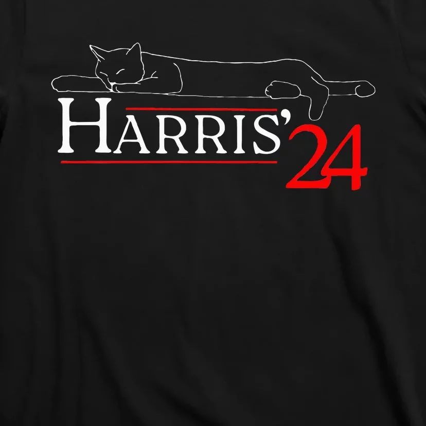 Cat Ladies For Kamala Funny Cat 2024 President Kamala Harris T-Shirt