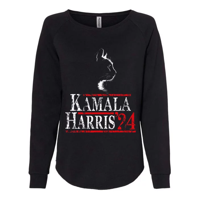 Cat Ladies For Kamala Funny Cat 2024 President Kamala Harris Womens California Wash Sweatshirt