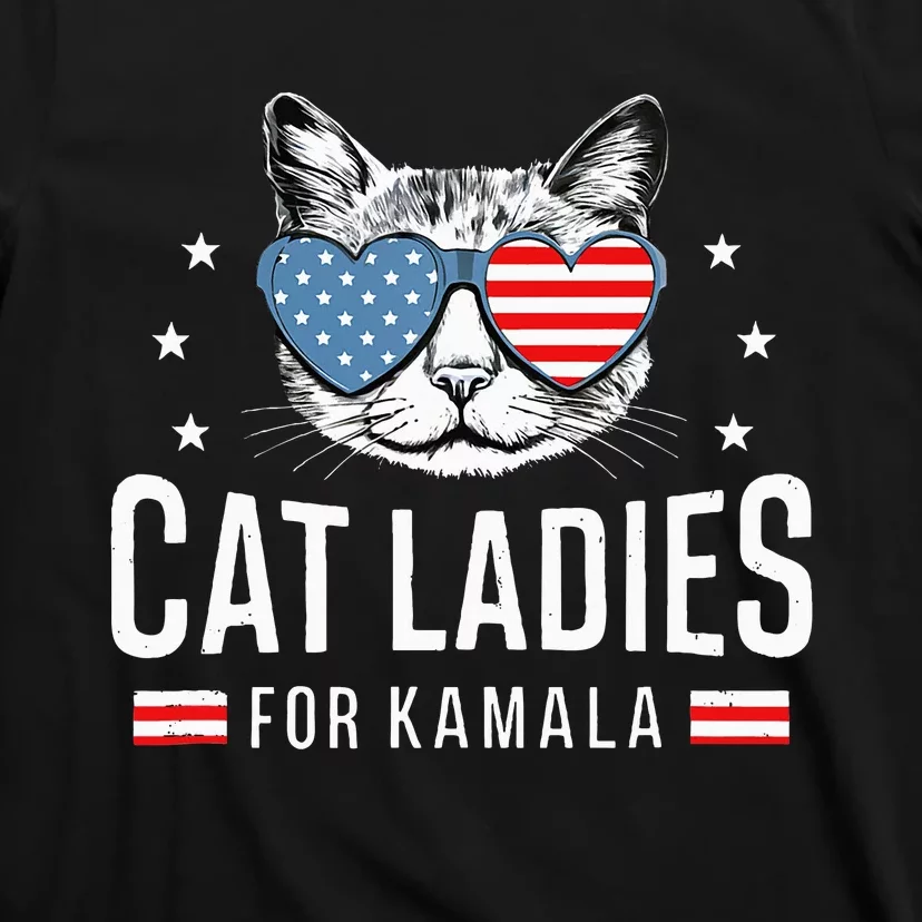 Cat Ladies For Kamala Harris Democracy Voting Blue President T-Shirt