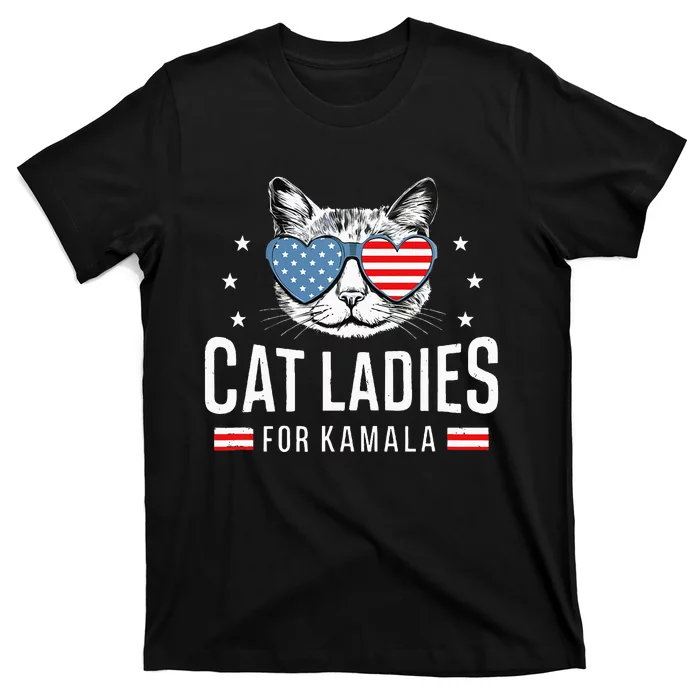 Cat Ladies For Kamala Harris Democracy Voting Blue President T-Shirt