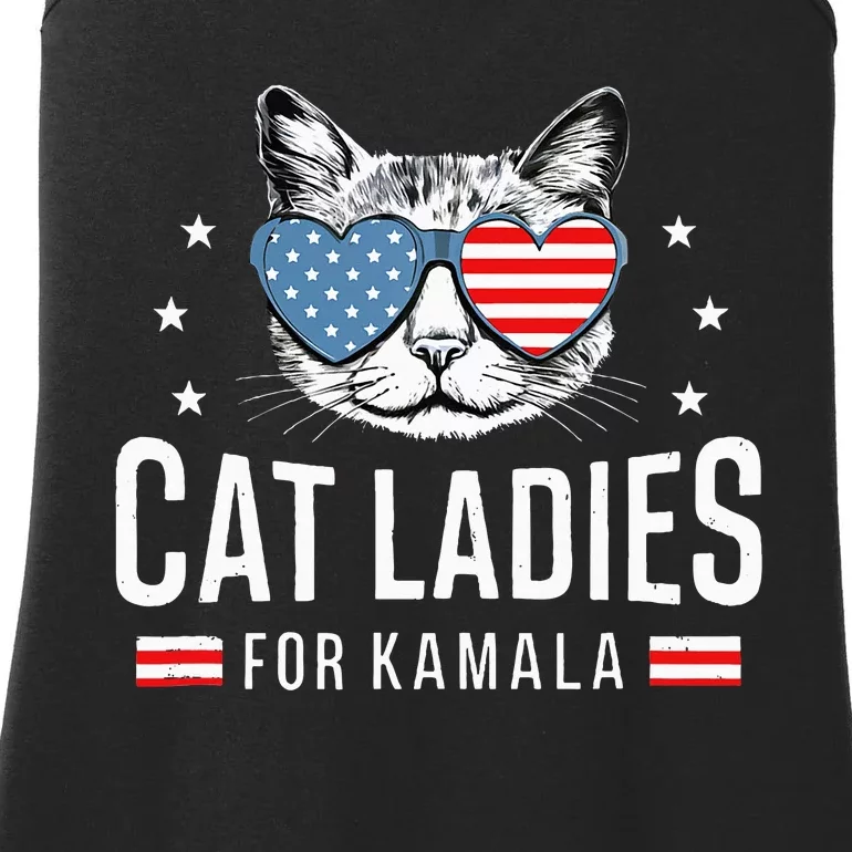 Cat Ladies For Kamala Harris Democracy Voting Blue President Ladies Essential Tank