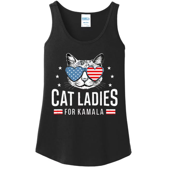 Cat Ladies For Kamala Harris Democracy Voting Blue President Ladies Essential Tank