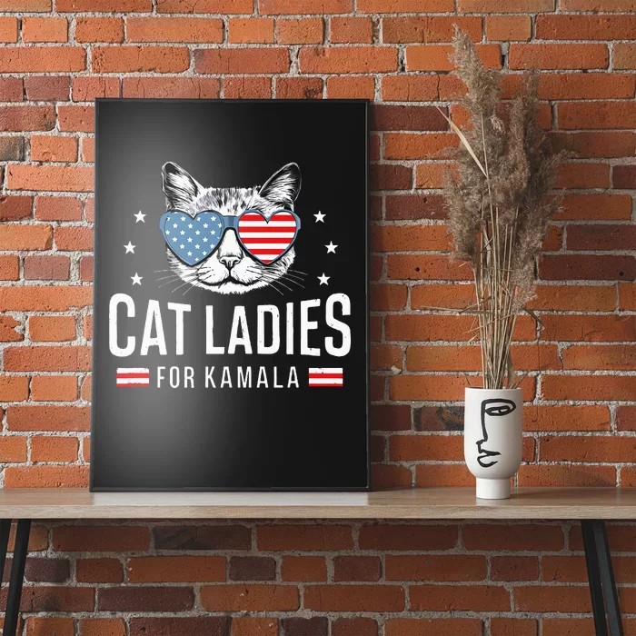 Cat Ladies For Kamala Harris Democracy Voting Blue President Poster