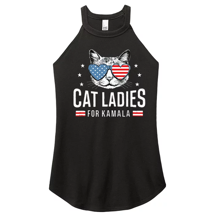 Cat Ladies For Kamala Harris Democracy Voting Blue President Women’s Perfect Tri Rocker Tank