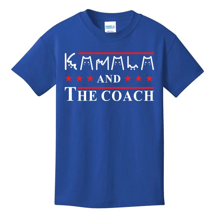 Cat Lettering Funny Cat Lady Kamala And The Coach Funny Gift Kids T-Shirt