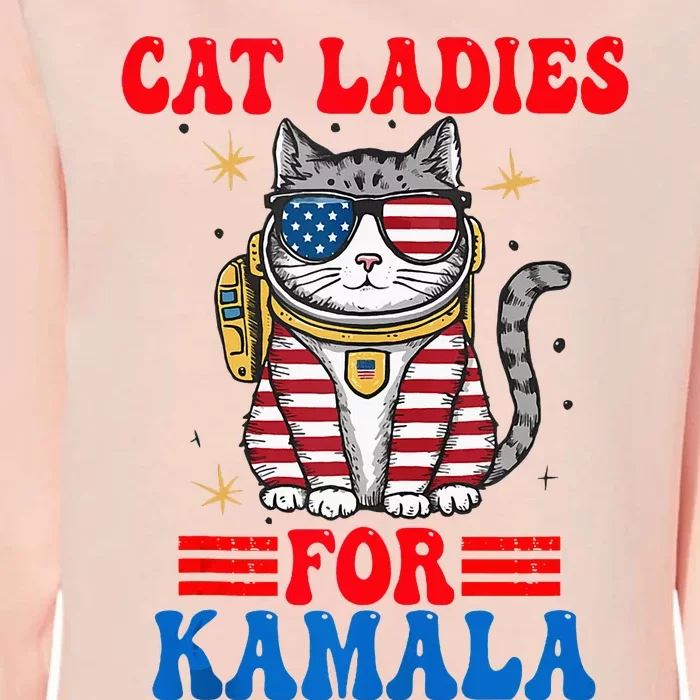 Cat Ladies For Kamala Space Cat Usa Flag Harris 2024 Womens California Wash Sweatshirt