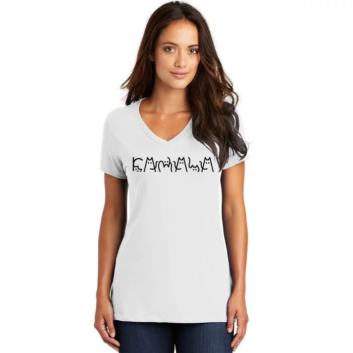 Cat Lady For Kamala Harris 2024 Cat Lettering Cat Ladies Women's V-Neck T-Shirt