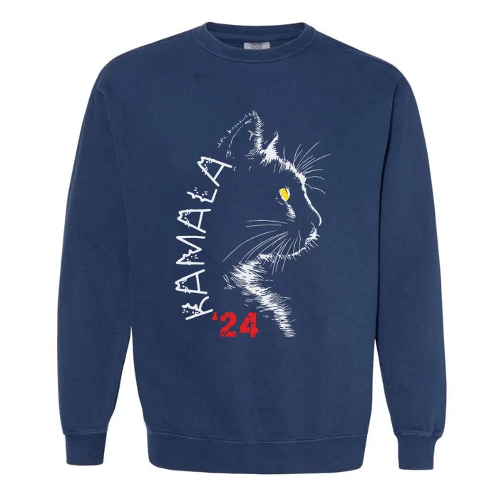 Cat Ladies For Kamala Cat 2024 President Kamala Harris Garment-Dyed Sweatshirt