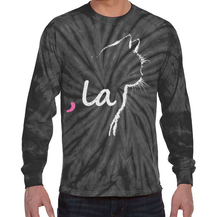 Cat Ladies For Kamala Harris For President 2024 Comma La Tie-Dye Long Sleeve Shirt