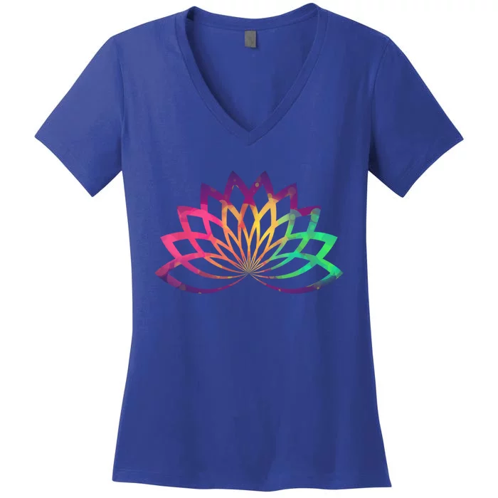 Colorful Lotus Flower Brightly Coloured Yoga Gift Cute Gift Women's V-Neck T-Shirt