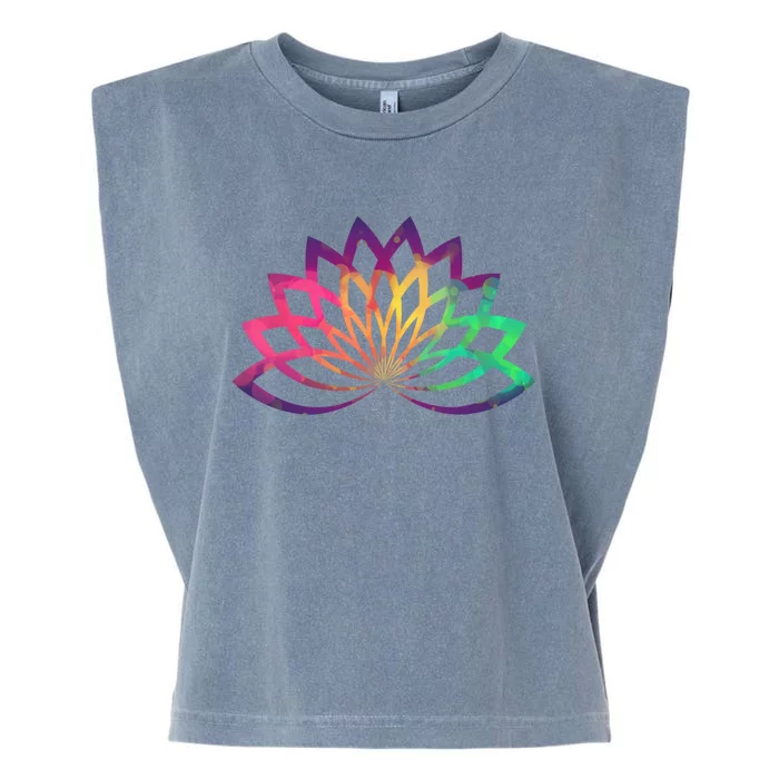 Colorful Lotus Flower Brightly Coloured Yoga Gift Cute Gift Garment-Dyed Women's Muscle Tee