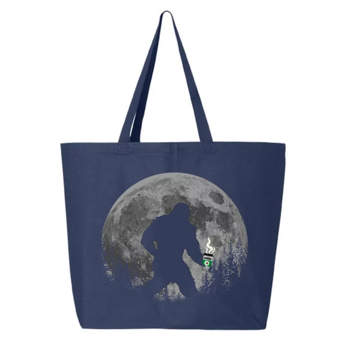 Coffee Lovers Funny Sasquatch Moon Bigfoot Hot Coffee Java Cool Gift 25L Jumbo Tote