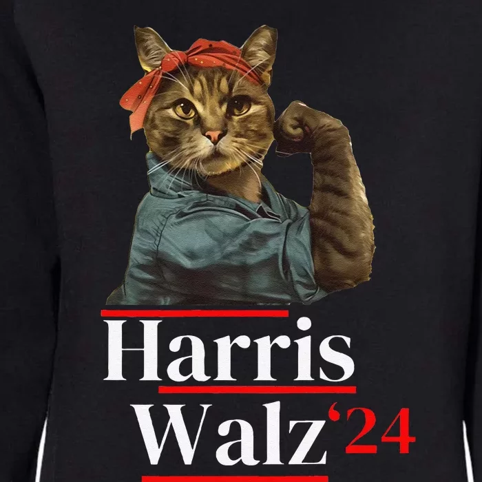 Cat Ladies For Kamala Walz Funny Cat 2024 President Gift Womens California Wash Sweatshirt