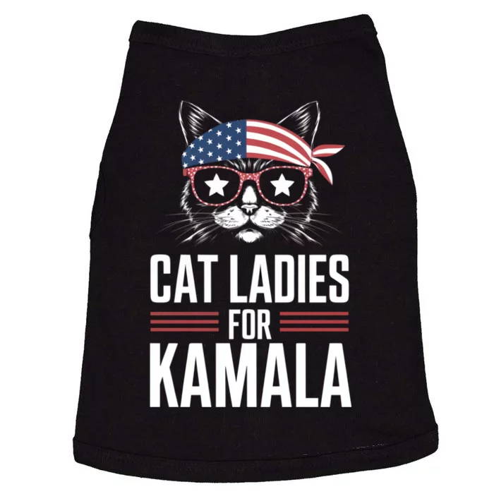 Cat Ladies For Kamala Funny Cat 2024 President Kamalaharris Doggie Tank