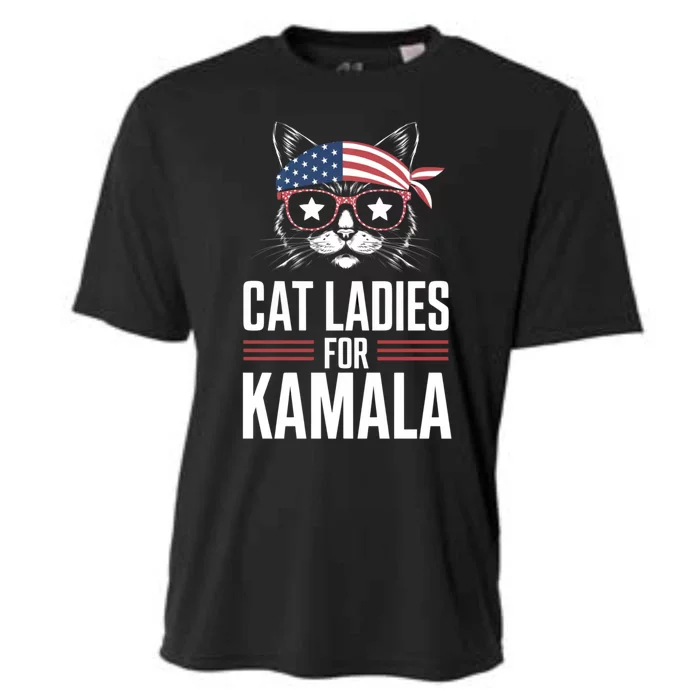 Cat Ladies For Kamala Funny Cat 2024 President Kamalaharris Cooling Performance Crew T-Shirt