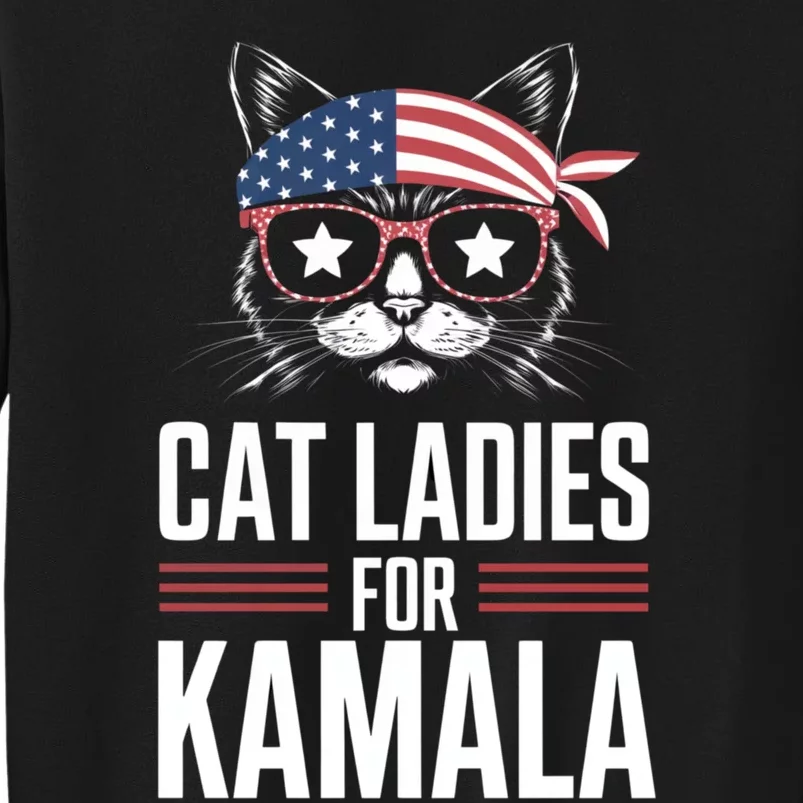 Cat Ladies For Kamala Funny Cat 2024 President Kamalaharris Sweatshirt