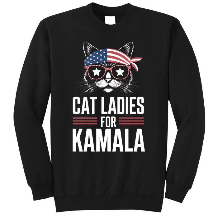 Cat Ladies For Kamala Funny Cat 2024 President Kamalaharris Sweatshirt