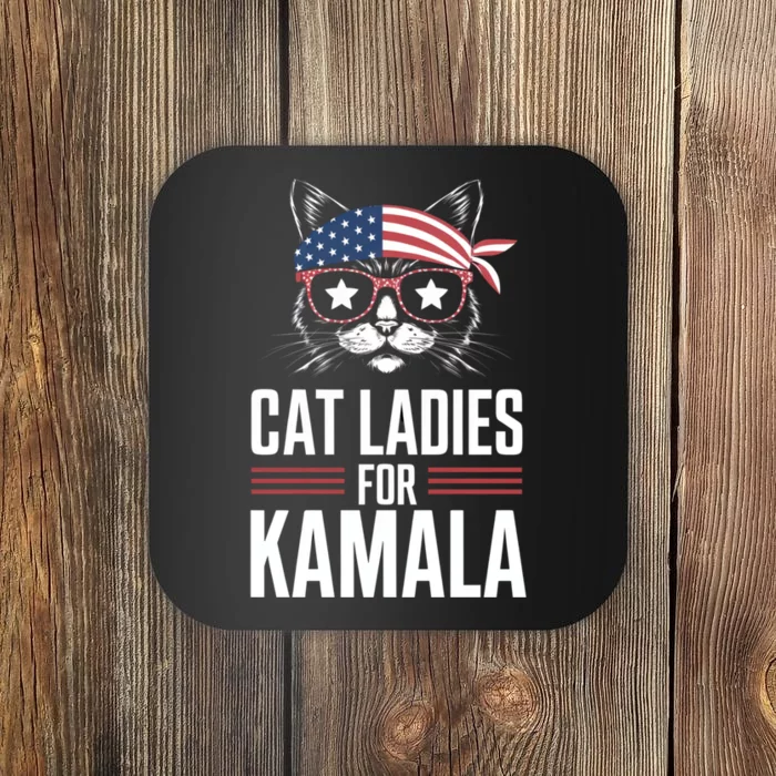 Cat Ladies For Kamala Funny Cat 2024 President Kamalaharris Coaster