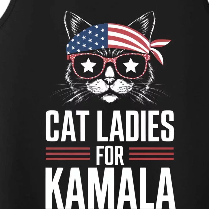 Cat Ladies For Kamala Funny Cat 2024 President Kamalaharris Performance Tank