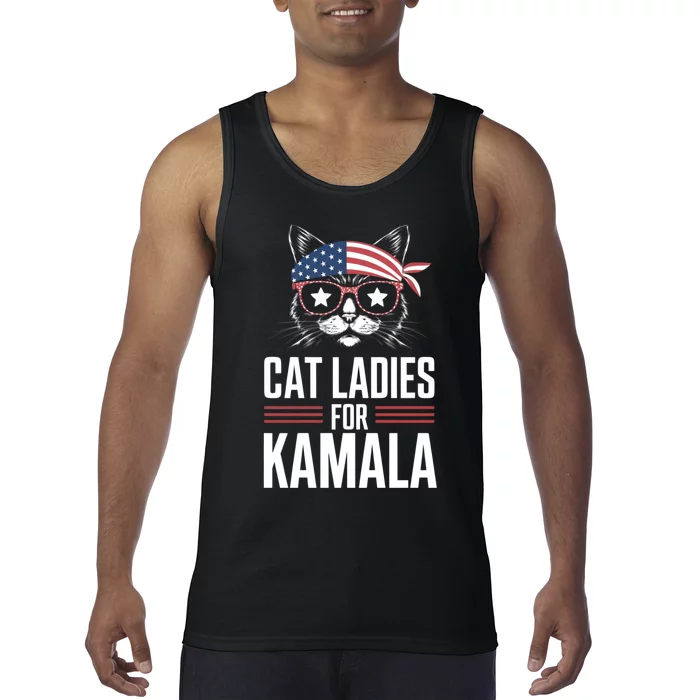 Cat Ladies For Kamala Funny Cat 2024 President Kamalaharris Tank Top