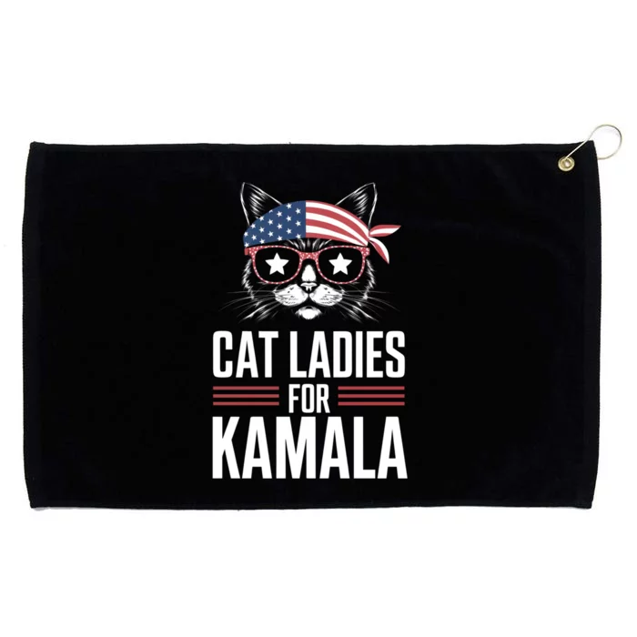 Cat Ladies For Kamala Funny Cat 2024 President Kamalaharris Grommeted Golf Towel