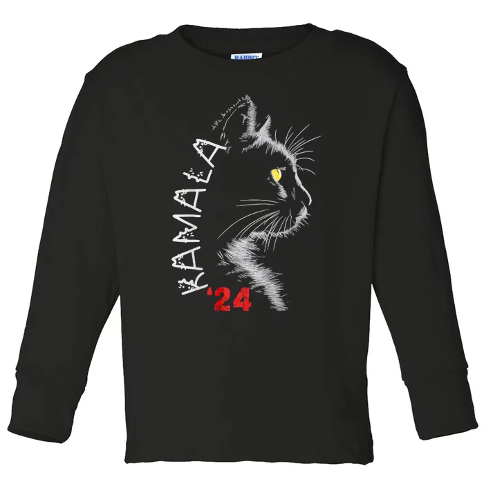 Cat Ladies For Kmala Cat 2024 President Kamalaaharris Toddler Long Sleeve Shirt