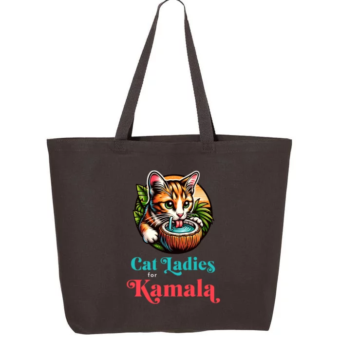 Cat Ladies For Kamala Harris 2024 Funny Coconut President 25L Jumbo Tote