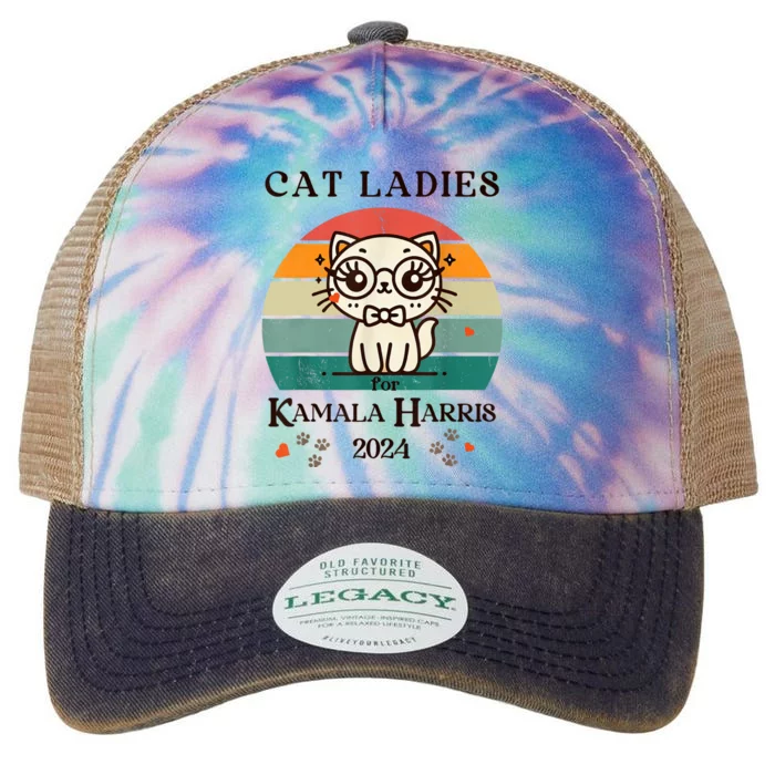 Cat Ladies For Kamala Harris Legacy Tie Dye Trucker Hat