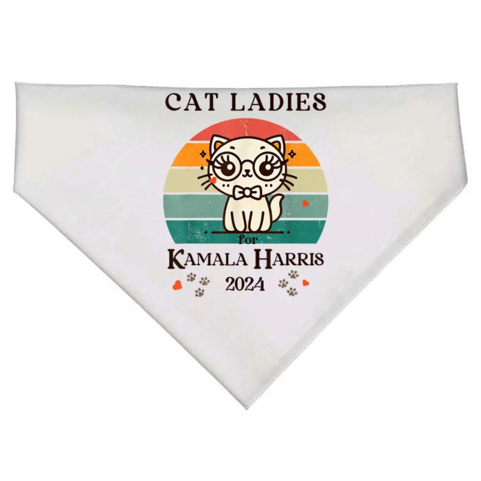 Cat Ladies For Kamala Harris USA-Made Doggie Bandana