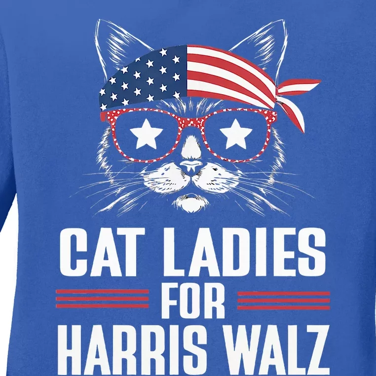 Cat Ladies For Harris Waltz Cat 2024 Ladies Long Sleeve Shirt