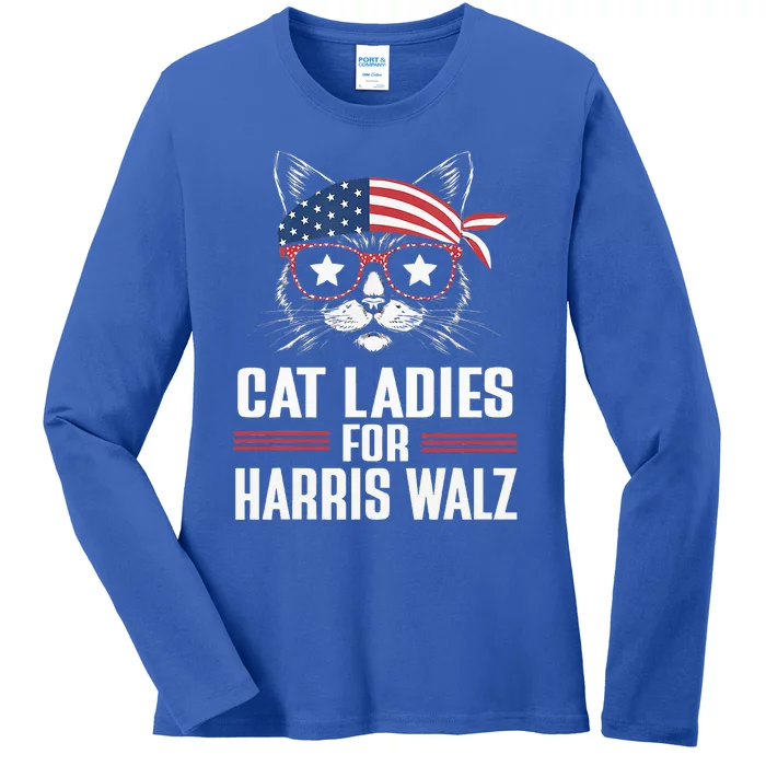 Cat Ladies For Harris Waltz Cat 2024 Ladies Long Sleeve Shirt