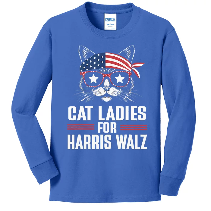 Cat Ladies For Harris Waltz Cat 2024 Kids Long Sleeve Shirt