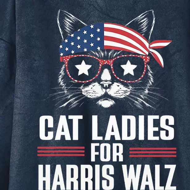 Cat Ladies For Harris Waltz Cat 2024 Hooded Wearable Blanket