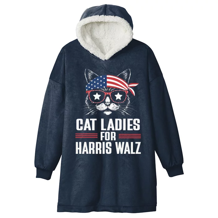 Cat Ladies For Harris Waltz Cat 2024 Hooded Wearable Blanket