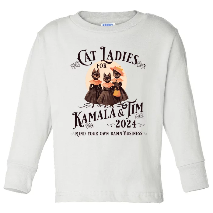 Cat Ladies For Kamala And Tim Comfort Colors Toddler Long Sleeve Shirt