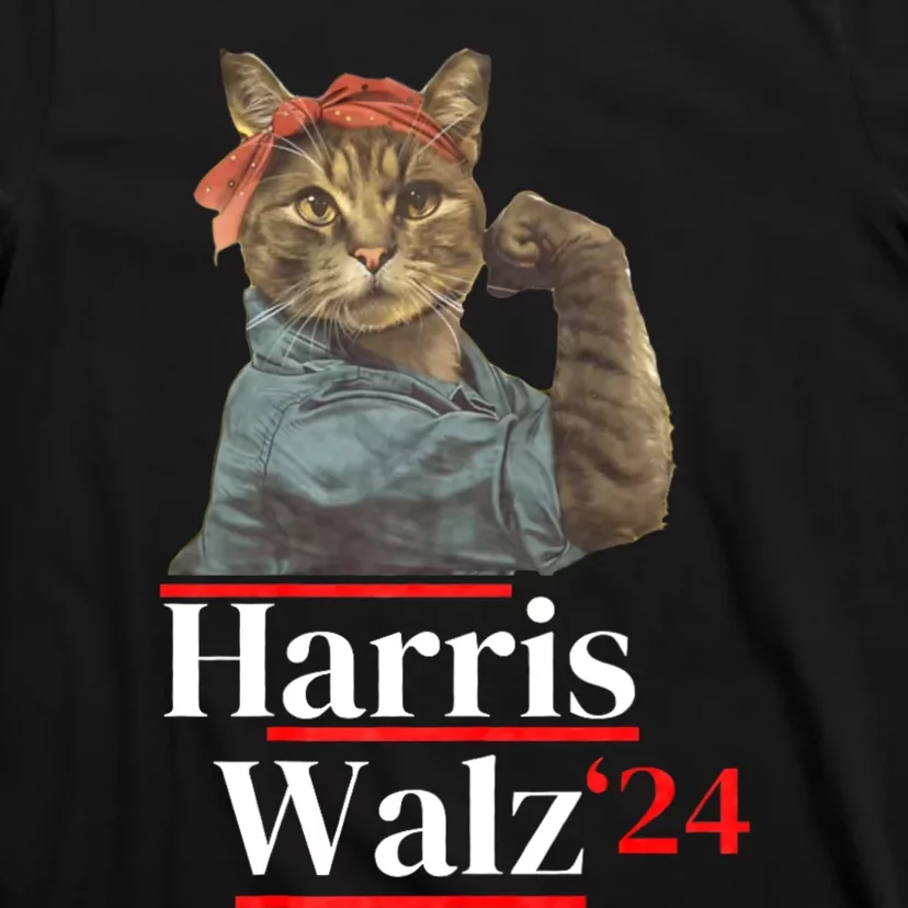 Cat Ladies For Kamala Walz Funny Cat 2024 President T-Shirt