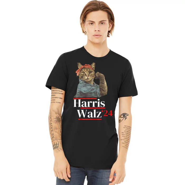 Cat Ladies For Kamala Walz Funny Cat 2024 President Premium T-Shirt