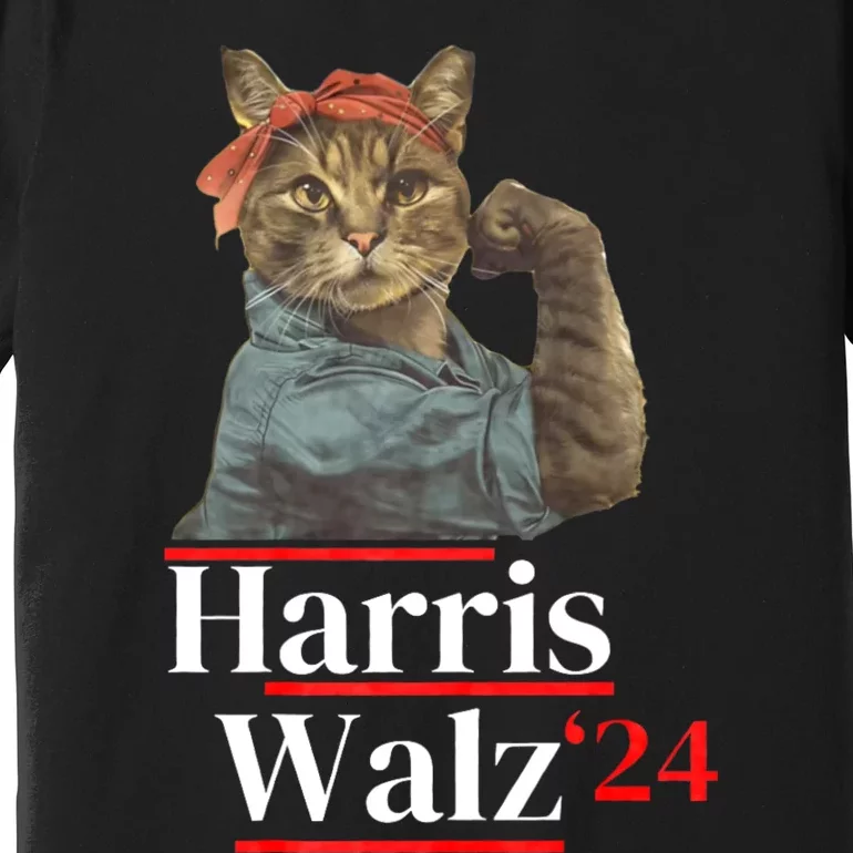 Cat Ladies For Kamala Walz Funny Cat 2024 President Premium T-Shirt