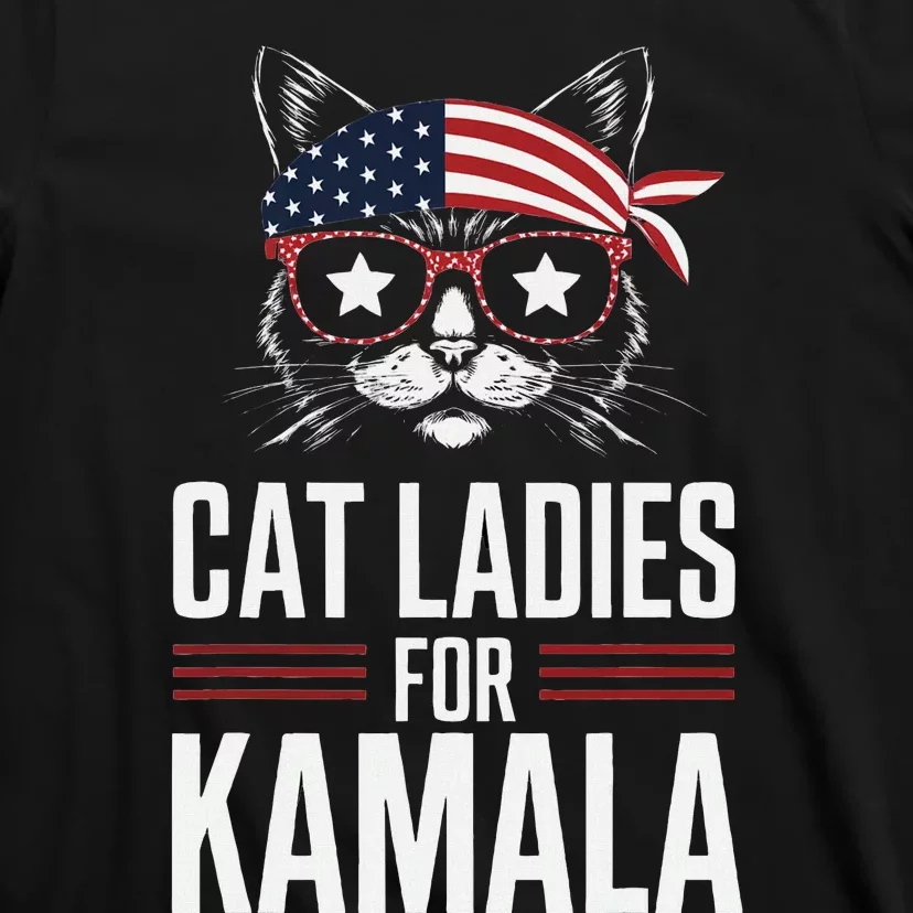 Cat Ladies For Kamala Funny Cat 2024 President Kamala Harris T-Shirt