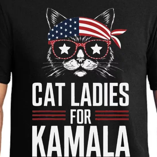 Cat Ladies For Kamala Funny Cat 2024 President Kamala Harris Pajama Set