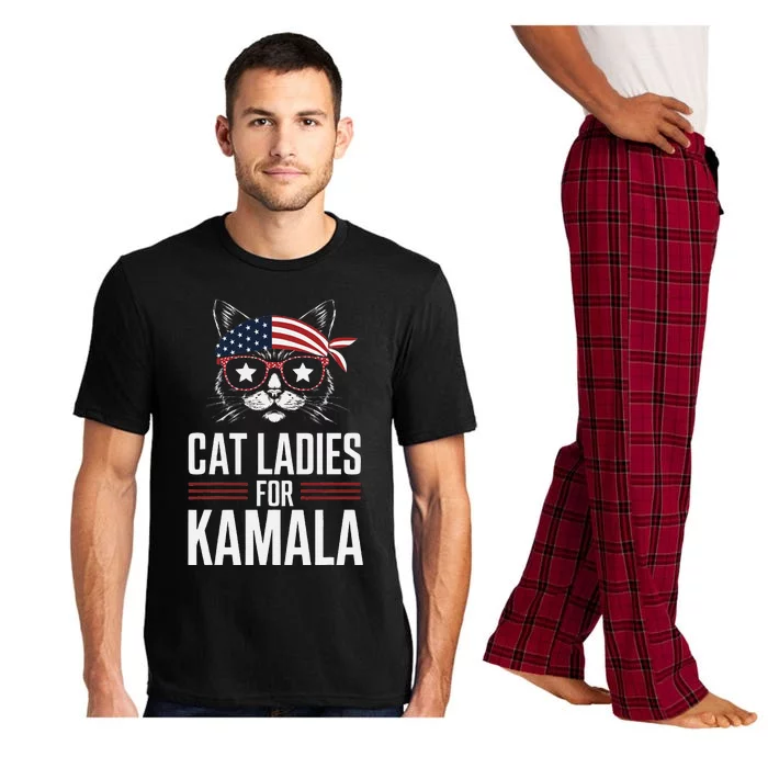 Cat Ladies For Kamala Funny Cat 2024 President Kamala Harris Pajama Set