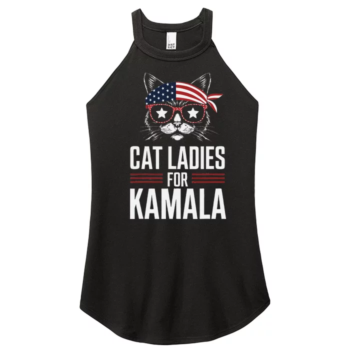 Cat Ladies For Kamala Funny Cat 2024 President Kamala Harris Women’s Perfect Tri Rocker Tank