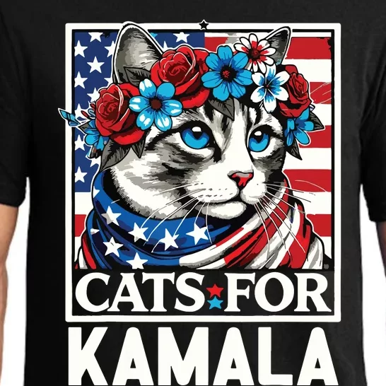 Cat Ladies For Kamala Funny Cat 2024 President Kamalaharris Pajama Set