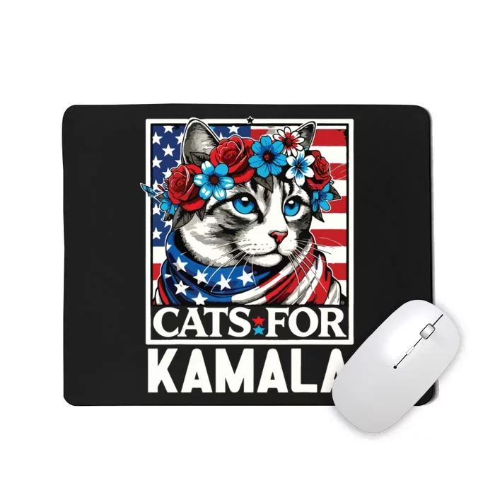 Cat Ladies For Kamala Funny Cat 2024 President Kamalaharris Mousepad