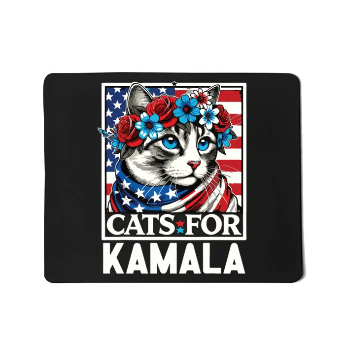 Cat Ladies For Kamala Funny Cat 2024 President Kamalaharris Mousepad